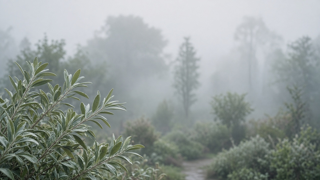 A pale misty garden